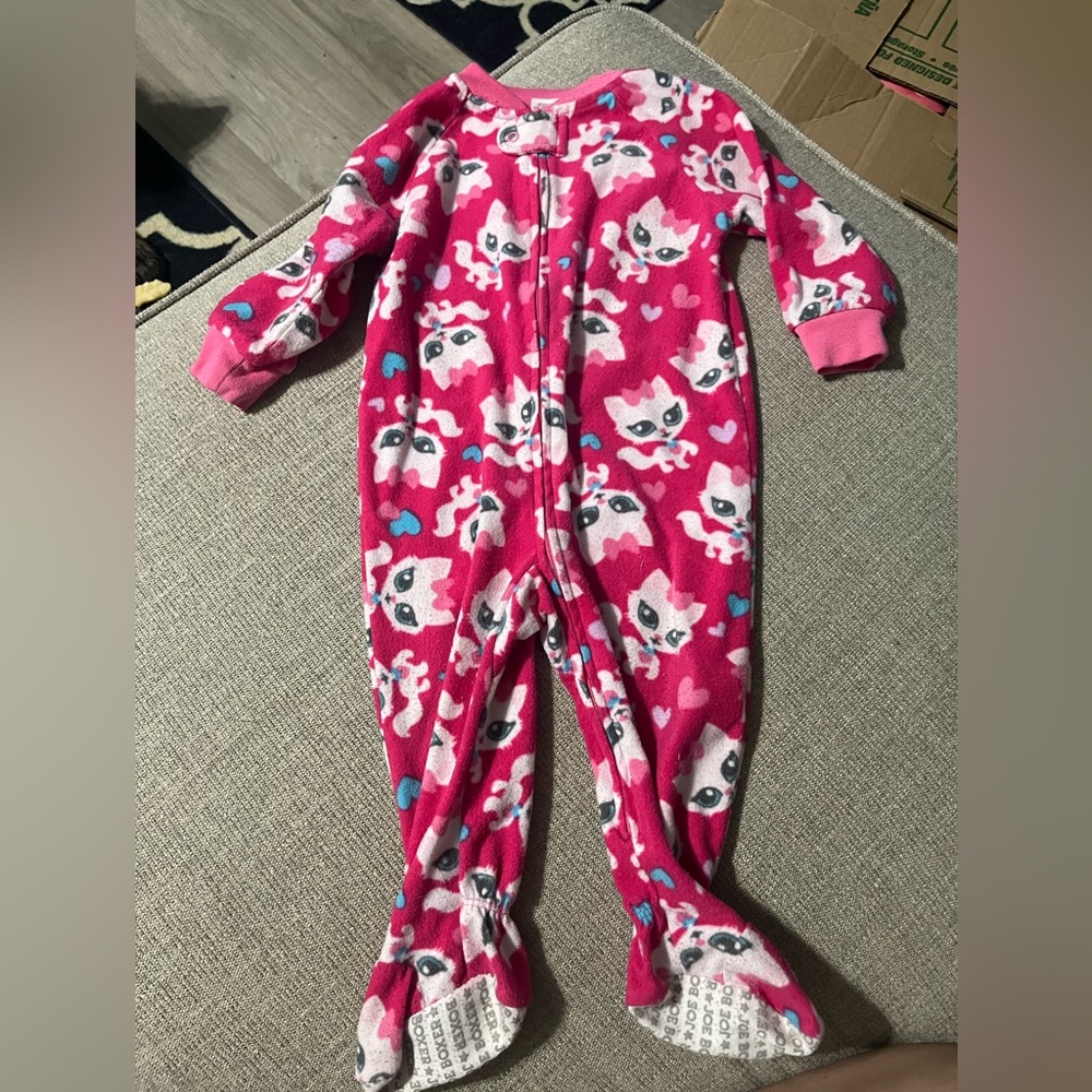 Fleece zip up pajamas.